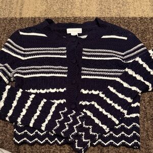 House of Harlow Navy and White Textured Cardigan medium